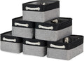 Bidtakay Storage Baskets [6 Pack] Small Fabric Canvas Collapsible Storage Bins 11.8 X 7.8 X 5 Inches Organizer Baskets with Handles Decorative Square Baskets for Cabinet Shelves Closet(Black&Grey)