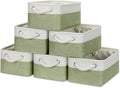 Bidtakay Small Baskets for Organizing Linen Closet Storage Baskets Set Of 6 Decorative Storage Bins for Shelves Cute Rectangular Baskets for Gifts Empty Nursery Dog Toys Baby Storage (White&Green)