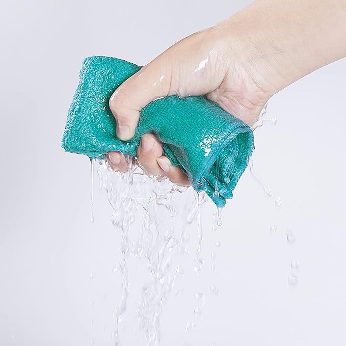 Microfiber Cleaning Cloths for Kitchen and Cars,Reusable and Washable,Pack of 24,Blue/White/Grey, 16" L x 12" W (24)