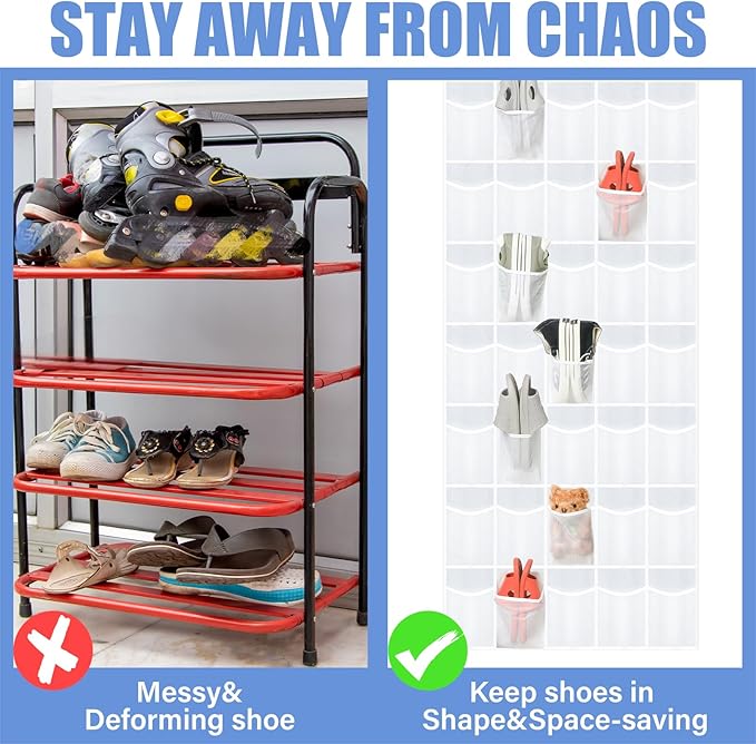 Windyun 2 Pcs 70 Large over The Door Shoe Organizer Hanging Shoe Rack for Closet Holder Pure Mesh Pockets Back to School Behind Door Hanger Storage Nonslip for Home Room School Dorm, Each 35 Pockets