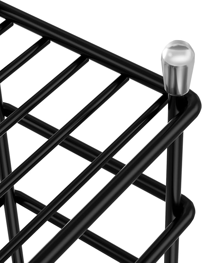 HBlife Medium Toothbrush Holder for Bathroom, 7 Slots Black Stainless Steel Bathroom Accessories Organizer for Small Spaces
