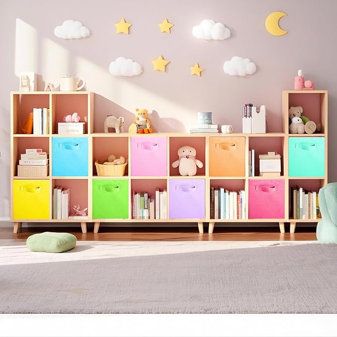 ShellKingdom Storage Bins, Foldable Fabric Storage Cubes And Cloth Storage Organizer Drawer For Closet And Toys Storage, 8 Pack (8 Colors)