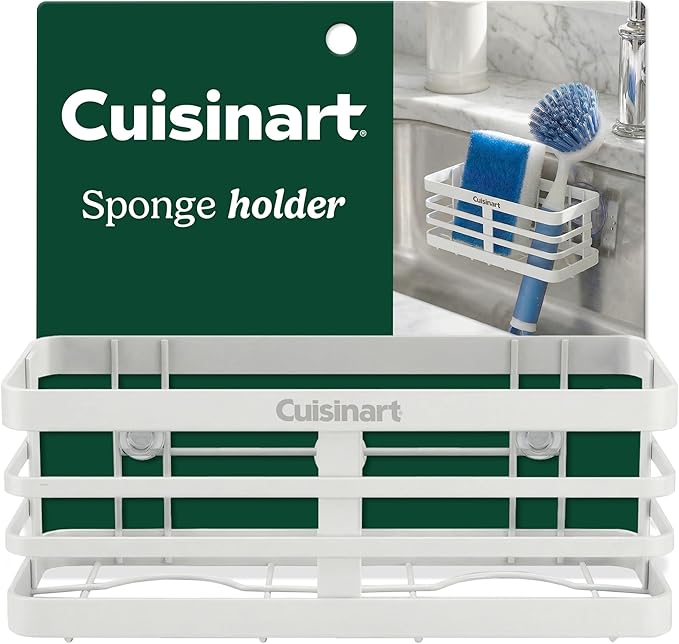 Cuisinart Sponge Holder for Kitchen Sink—Metal Sink Caddy with Triple Suction Cups, Kitchen Sink Organizer, Organization and Storage for Sponges, Brushes, Soap & Cleaning Accessories