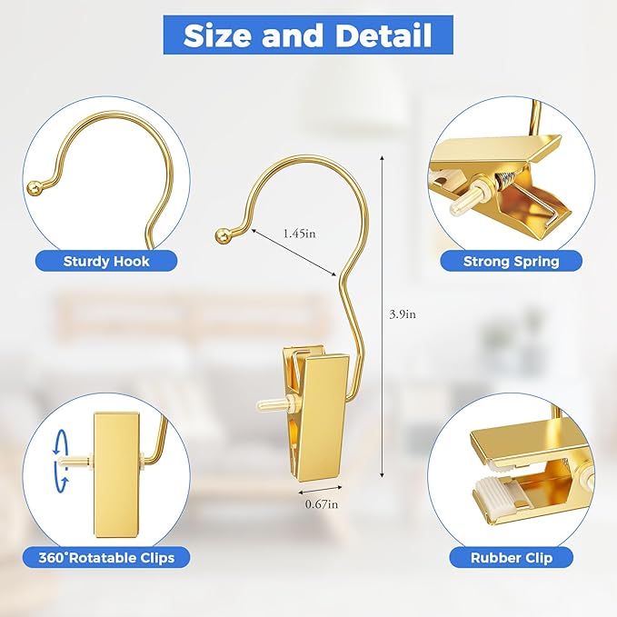 30 Pack Gold Boot Hangers for Closet, Pants Hangers with Clips Portable Travel Hanger Space Saving, Boot Clip Hooks for Hanging Clothes Pins Leggings Hangers Laundry Towels Hat Bra Socks Jean