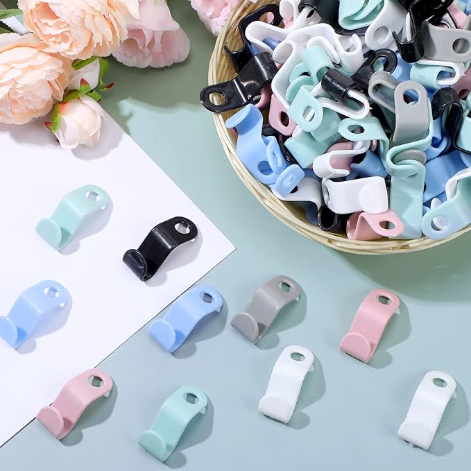 Fumete 300 Pcs Clothes Hanger Connector Hooks Extender Clips Heavy Duty Cascading Plastic Hanger Hooks Space Saver for Closet Space Saving Connection Coat Organizer(Fresh Colors)