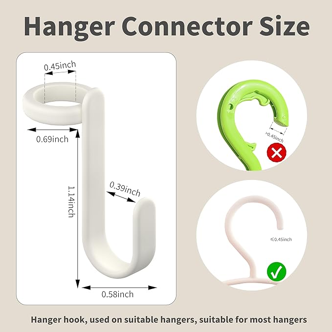 100PCS Hanger Connector Hooks,Space Saving Hangers for Clothes.Hanger Hooks Space Saver.Closet Hangers Connector Hook.College Dorm Essentials,Closet Organizers and Storage