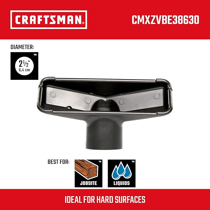 CRAFTSMAN CMXZVBE38630 2-1/2 in. Utility Nozzle Wet Dry Vac Attachment, Industrial-Grade Shop Vacuum Accessory for Cleaning Hard Surfaces, Fits 2-1/2 in. Hose Diameter