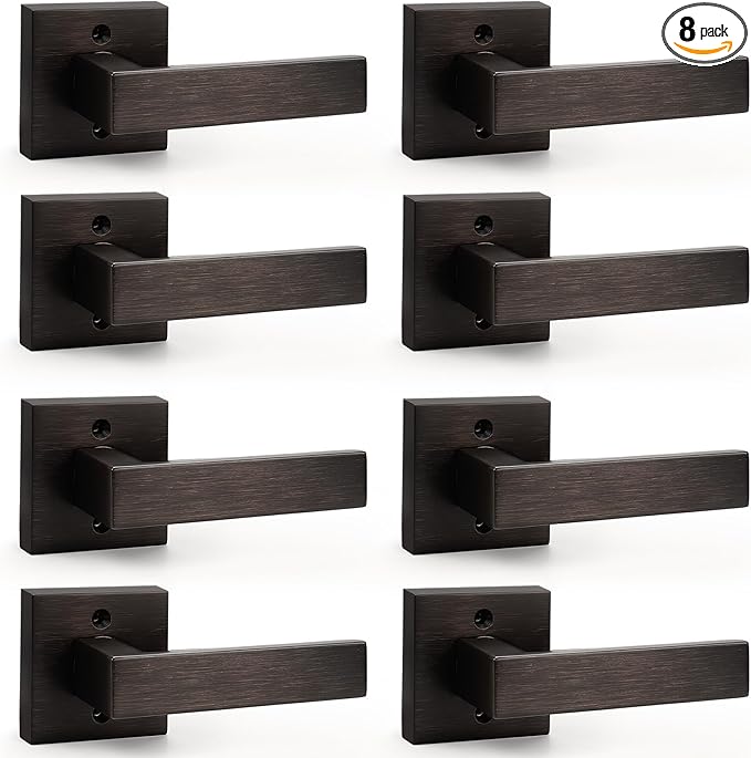 Probrico Heavy Duty Square Single Dummy Door Lever Oil Rubbed Bronze Decorative Non-Turning Half-Dummy Door Handles for Closet or French Doors(Exposed Screws,10 Pack)