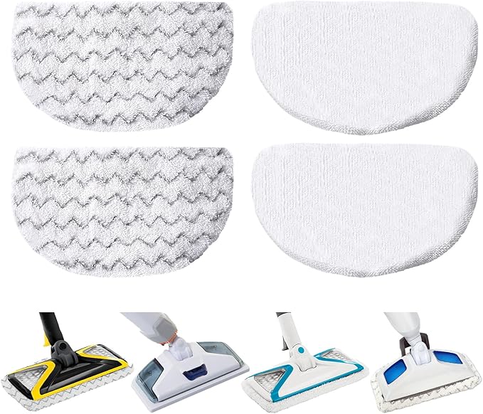 4 Pack Steam Mop Replacement Pads, Compatible with Bissell Powerfresh Steam Mop 1940 1806 1440 1544 Series, Model 19402 19404 19408 2685A 2075A 1940A 1940Q 1940T 1940W, Mop Pads Refills
