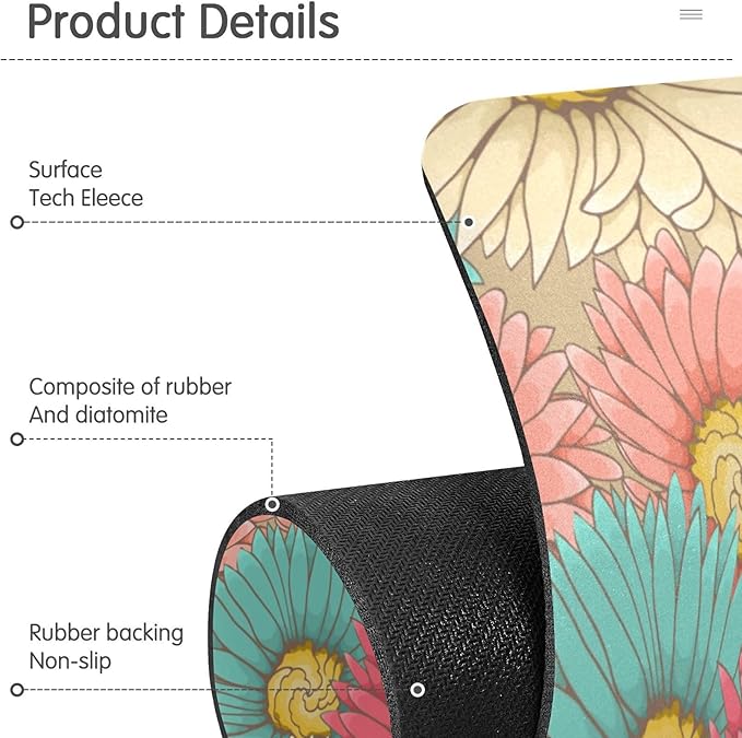 Kitchen Sink Splash Guard 1 PC 14.7 Inch Sink Faucet Mat Splash Guard for Bathroom Countertop Water Absorbent Foldable Cuttable Soft Washable Colorful Flowers