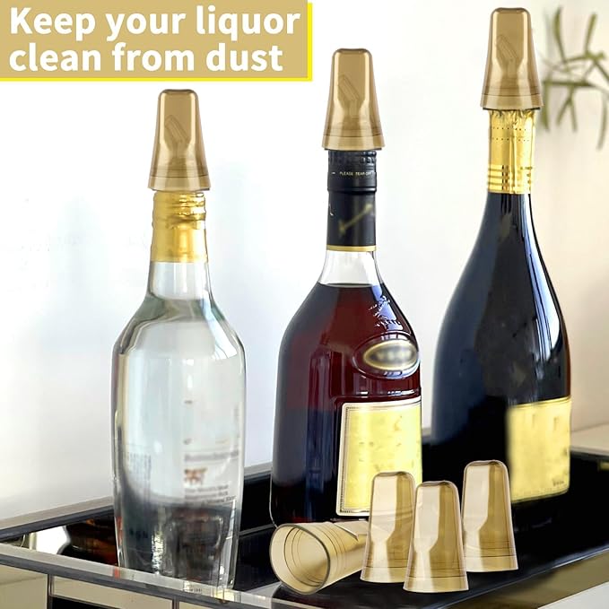 25 Pieces Universal Pour Spout Covers, Translucent Plastic Caps to Seal and Protect Liquor Bottle Spouts - For Home, Bar, and Kitchen