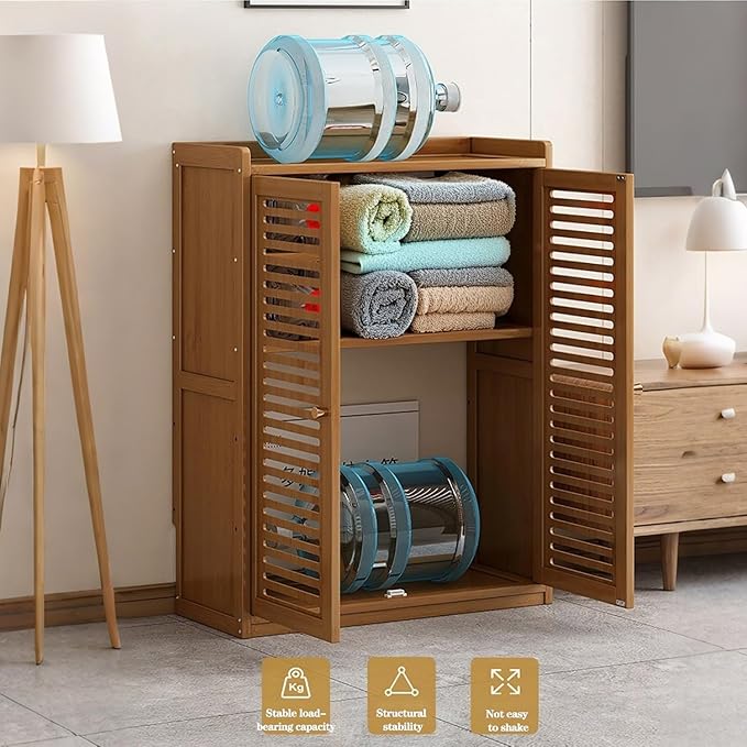 WiFi Router Storage Cabinet with Adjustable Shelf, Large 23 X 10.6 X 26.5 in WiFi Router Box Power Strip and Cable Management Hider Organizer for Home and Office