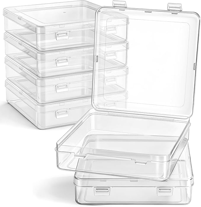 Jetec 6 Pieces Mini Plastic Clear Beads Storage Containers Box for Collecting Small Items, Beads, Jewelry, Business Cards, Game Pieces, Crafts (5.9 x 5.9 x 1.5 Inch)
