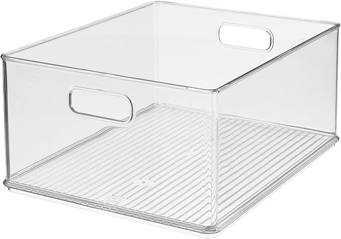 iDesign Recycled Plastic Stackable Storage Bin with Handles - Clear