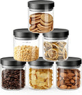 Danbark Set of 6 18oz Airtight Glass Storage Canisters with Lids - Pantry Organizers and Storage Glass for Kitchen - for Pantry, Flour, Sugar, Coffee, Tea, Pasta, Rice, and Snacks - Black