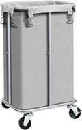 Laundry Basket with Wheels, Rolling Laundry Hamper with Removable Bag, 100L Laundry Sorter Cart, Tall Narrow Slim Clothes Hamper Organizer with Sturdy Metal Frame, Grey