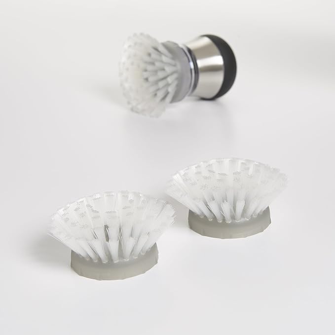OXO 2 Pack Kitchen Soap Dispensing Brush Refills, Nylon Bristles, White, 3x3x1.5 Inches (Pack of 4)