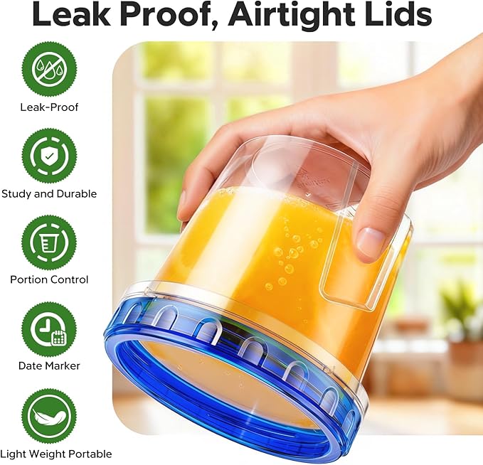 Freezer Storage Containers, [12 Pack-24 Oz] Airtight Plastic Food Storage Containers with Twist Top Lids, Soup, Meal Prep Containers | BPA Free | Stackable | Leakproof | Microwave/Dishwasher Safe