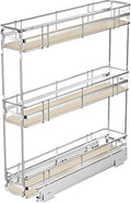 Pull Out Spice Rack Cabinet Organizer 6" W x 20½" D, 3 Tier Heavy Duty Slide Out Wood Shelf for Narrow Cabinet, Pull Out Storage for Kitchen