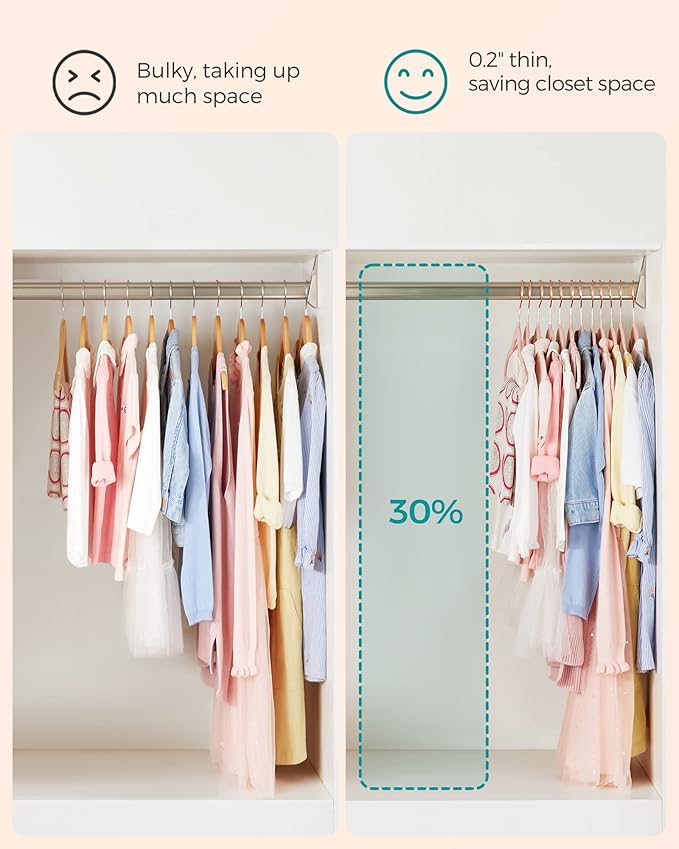 SONGMICS Baby Kids Hangers 30 Pack for Closet, 11.8 x 8.1 Inches, Rose Gold 360° Swivel Hooks, Space-Saving Clothes Velvet Hangers for Nursery, Non-Slip, Jelly Pink UCRF027P30