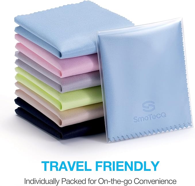 SmoTecQ 12 Pack Microfiber Lens Cleaning Cloths – Ultra-Soft, Scratch-Free Eyeglass Cloths for Glasses, Screens & Cameras – 7×6 in, Assorted Colors