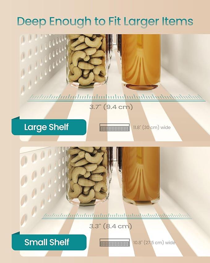 SONGMICS Strong Magnetic Spice Rack for Refrigerator, Set of 4, 2 Large and 2 Small Kichen Magnetic Shelves for Microwave, Washing Machine, Spice Organizers, No Drilling Needed, Cream White UKCS061W01