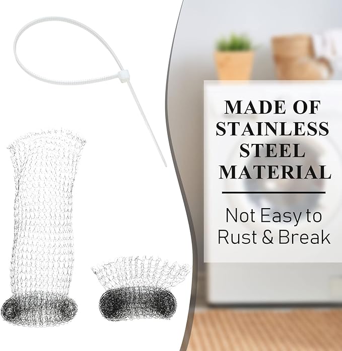 Hotop 100 Pieces Lint Traps for Washing Machine Hose with 100 Cable Ties, Stainless Steel Lint Catcher Washing Machine Filter Laundry Mesh Washer Hose Filter Rust Proof Traps Snare for Discharging