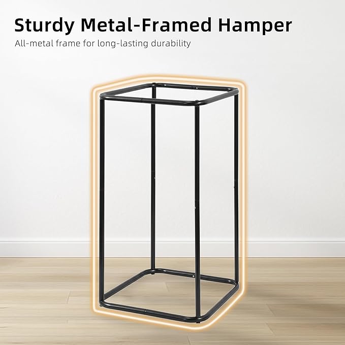 STORAGE MANIAC Mesh Laundry Hamper, 23.7 Gal. Tall Laundry Basket for Airflow, Strong Metal Dirty Clothes Hamper for College Dorm, Bedroom, Bathroom, Clothes Bin, White & Black