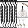 DUCOO 10 PCS Space Saving Hangers, 5-Hole Magic Hangers - Sturdy Plastic Hanger, Closet Organizers for Clothes Storage, College Dorm Essentials, Home Organization (Black)