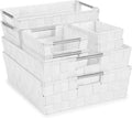 Sorbus Set of 9 Woven Storage Baskets – Mesh Hand-Woven Baskets for Organizing, Fabric Storage Bins for Linen Closet Organizer, Storage Baskets for Shelves, Home Organization and Decor (White)