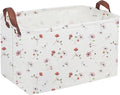 Sanjiaofeng Rectangular Kids Basket Flower Storage Bins,Girls Storage Basket with Handles.Clothers,Books,Kid's Gifts Bins. (Dried flower)