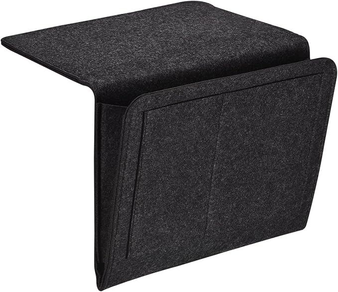 PATIKIL 11in Bedside Caddy, Bed Caddy Bedside Organizer Hanging 5 Pocket Soft Felt Bed Pockets Bedside Storage Organizer Remote Control Holder for Bedroom Phones Glasses, Grey