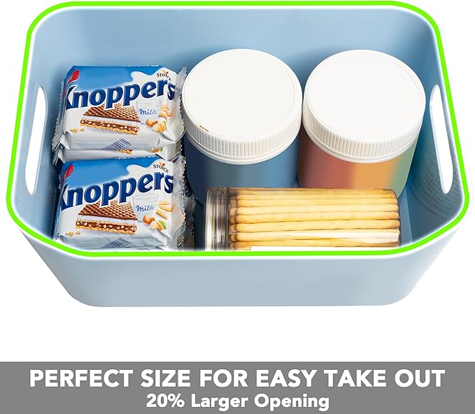Tiawudi 12 Pack 4.5L Storage Bins, Plastic Storage Baskets for Home Classroom Organization, Multi-Use Organizer Bins for Cabinet, Pantry, Drawer, Closet, Countertop or Shelves, Colorful Containers