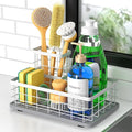 EXTRA LARGE Kitchen Sink Caddy Organizer, [FLEXIBLE PLACEMENT & FAST-DRYING] Sponge Holder for Kitchen Sink Countertop,Stainless Steel with Rust-Resistant Coating-10.24" L x 6.5" W x 5.83" H