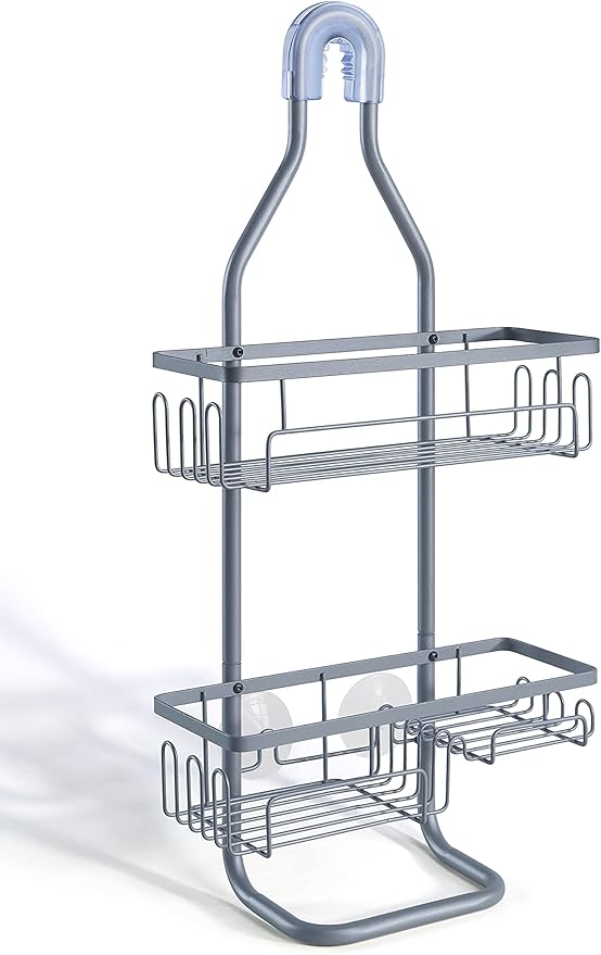 SunnyPoint Sturdy Tubing Structure Bathroom Hanging Shower Head Caddy Organizer (Standard, Grey)