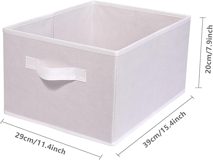 BOMKEE Clothings Collapsible Storage Bins, Foldable Organizers and Storage Baskets Cube Storage Bin for Bedroom Living Room (4 Pack) (White, 15.4x11.4x7.9inch)