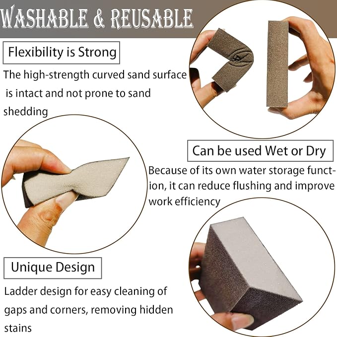 6 Pack Sanding Sponge, 120 Grit Sanding Blocks Assortment,Washable and Reusable for Wood Drywall Metal Home (120 Grit)