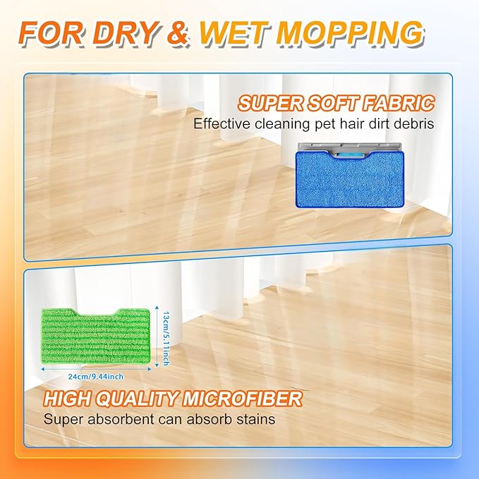 Reusable Replacement Pads Compatible with Shark Vac Pad VM252 VM251 VM200 VM200C VM190 VM252C QM250 VM250 VC205 Vacuum Mops Vacuum Mop Refills Upgraded Design of Dirt Chamber, 1+2+4 Pack