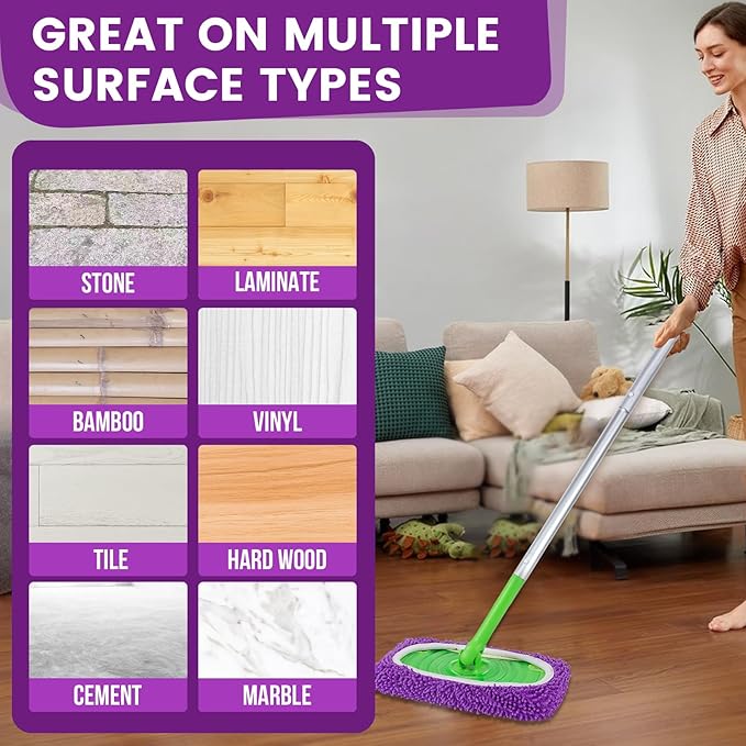 Reusable Microfiber Mop Pads (6 Pack Purple)