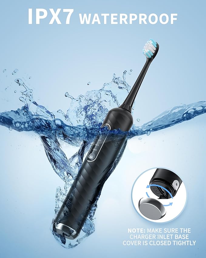 Electric Toothbrush with Water Flosser – 2-in-1 Teeth Cleaning Kit, Electric Toothbrush and flosser Combo,Toothbrush with 3 Cleaning Modes, Portable Water flosser Design for Home & Travel (Black)