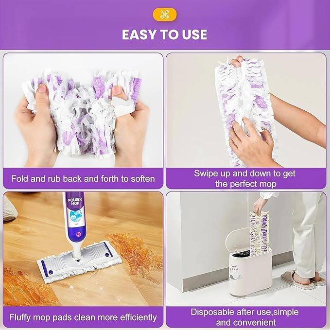 15 Count Pad Refills for Swiffer Power Mop Refill, Absorbent Floor Cleaning Pads for Hardwood, Tile, Laminate Floors