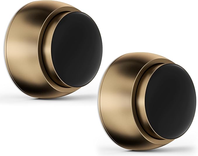 2PC Door Stopper Wall Protector with Silicone Head, Aluminum Door Knob Wall Protector, Spring Shock Absorption Technology, 1.65" Door Stoppers for Wall, Adhesive Installation or with Screw, Bronze