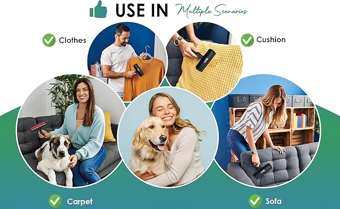 US PET SUPPLY Pet Hair Remover Roller-Reusable, Self Cleaning Lint Roller for Pet Hair Removal on Furniture, Carpets, Clothes & Car Seats-Dog & Cat Hair Remover No Sticky Tapes (Black)