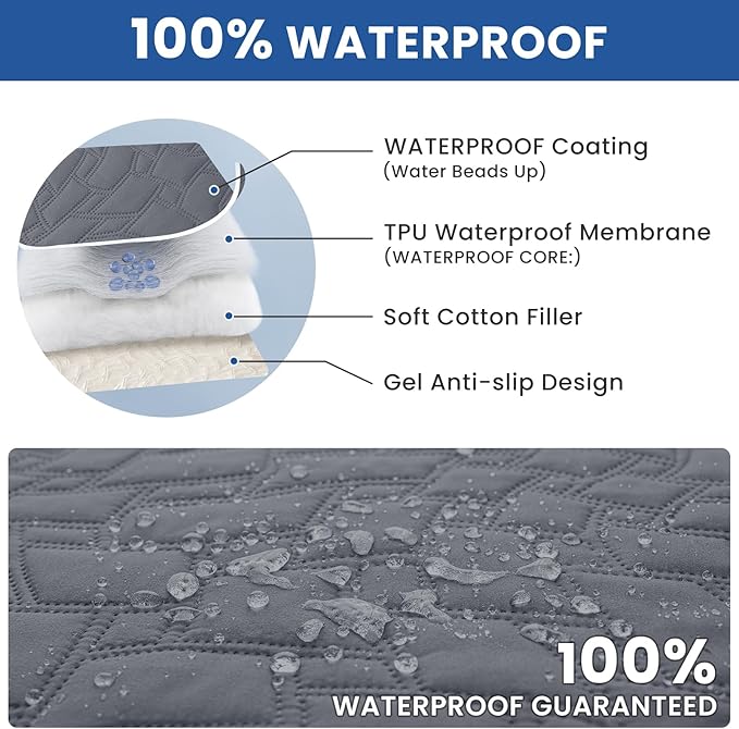 Waterproof Dog Bed Cover, Non-Slip Dog Blanket for Couch, Couch Covers for Dogs Washable, Pet Blanket for Furniture, Pet Bed Mat for Sofa, Car, Pet Supplies (40x50 Inch, Dark Grey)