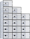 DUMOS Clear Shoe Storage Boxes, 15-Pack Plastic Stackable Shoe Containers with Lids, Display Sneaker Case Organizer for Closet, Under Bed, Entryway,Black (Fit Size 9)