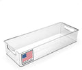 Pikanty - 15-Inch Refrigerator Organizer Bin with Handles - Clear Plastic Storage for Fridge, Pantry, or Countertop - Dishwasher Safe - Made in the USA