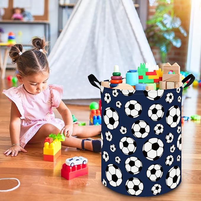 FXOLCSHE Laundry Hamper,Football Soccer Basket Kids Storage Basket,Kids Gift Basket,Waterproof foldable laundry basket,Boys soccer hamper(Soccer)