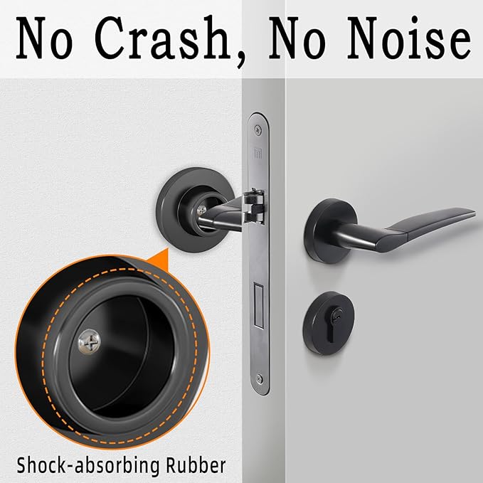 Door Stops for Wall Protector, Door Knob Wall Shield, Black Door Bumper for Slamming, Door Handle Stopper, Wall Hole Cover 3PCS