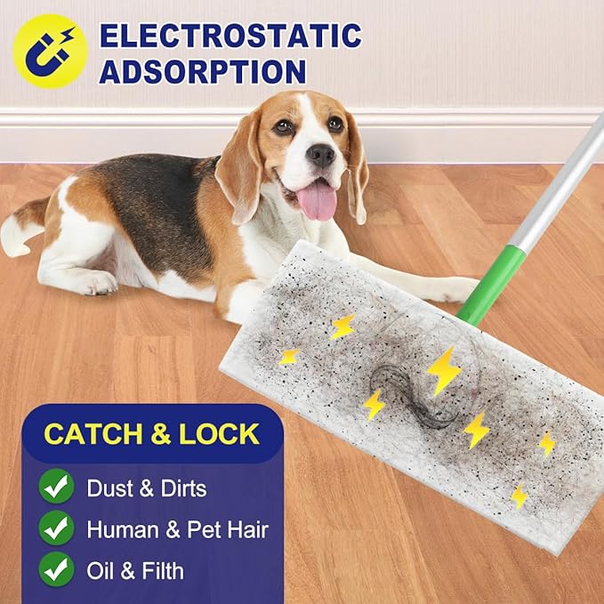Orighty Dry Sweeping Cloths, Mop Pads Refills Compatible with Swiffer Sweeper, 52 Count Disposable Duster Refills for Floor Mopping and Cleaning