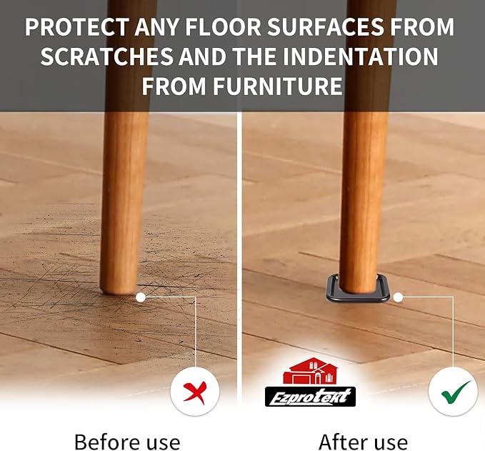 Ezprotekt 2.5" Non Slip Furniture Pads, 16 Pcs Anti Slip Furniture Caster Cups, Furniture Coasters for Hardwood Floors, Furniture Stoppers to Prevent Sliding - Prevent Floors Scratches, Brown/Black